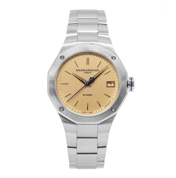 Baume & Mercier Riviera 10822 Automatikuhr, 39 mm Stahl Zwölfeckig, Gelb, Dauphine, Datumsanzeige, MOA10822