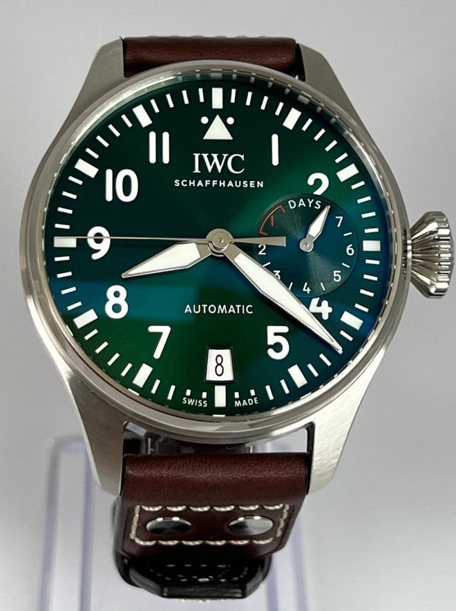 IWC Big Pilot's Watch Automatic, 46.2 mm steel, IW501015 green with brown calfskin strap