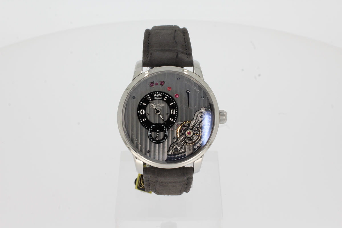 Glashütte Original PanoInverse 16606042262 Edelstahl 42mm Handaufzug Alligator-Nubuklederband grau 1-66-06-04-22-62