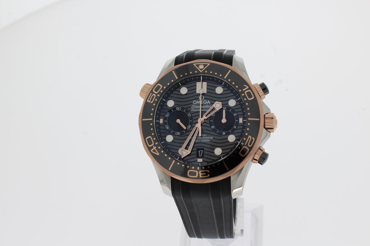 Omega Seamaster Diver 300 M 210.22.44.51.01.001 black 44mm gold/steel, black rubber strap
