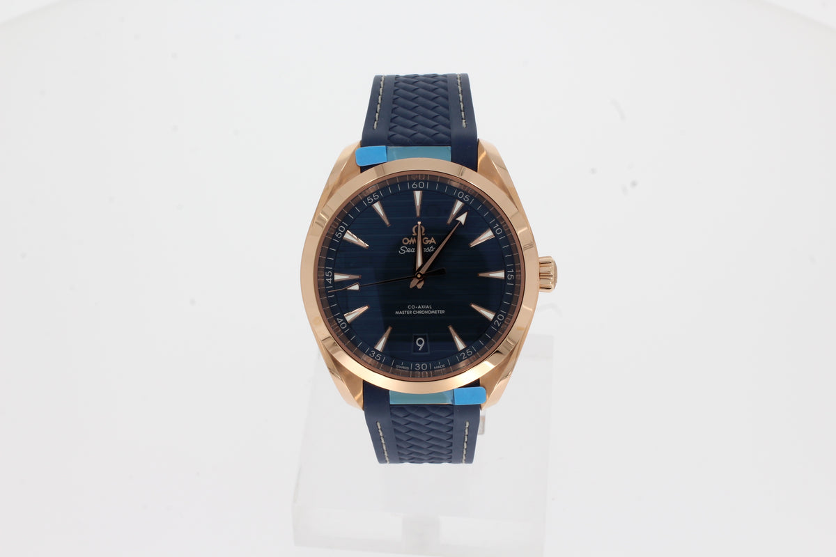 Omega Master Chronometer 41 Seamaster Aqua Terra Blue 220.52.41.21.03.001 rose gold blue 41mm, blue rubber strap