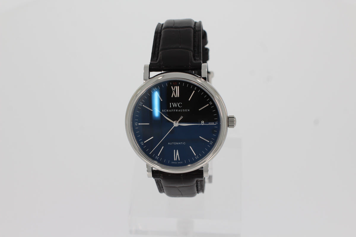 IWC Portofino IW356502 Edelstahl Gehäuse, Automatikaufzug, 40mm, Schwarzes Alligatorlederarmband