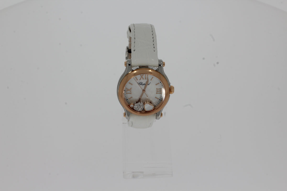Chopard Happy Sport 278590-6005 30mm, Quarz, Ethisches Roségold, Edelstahl, Diamanten, Perlmutt