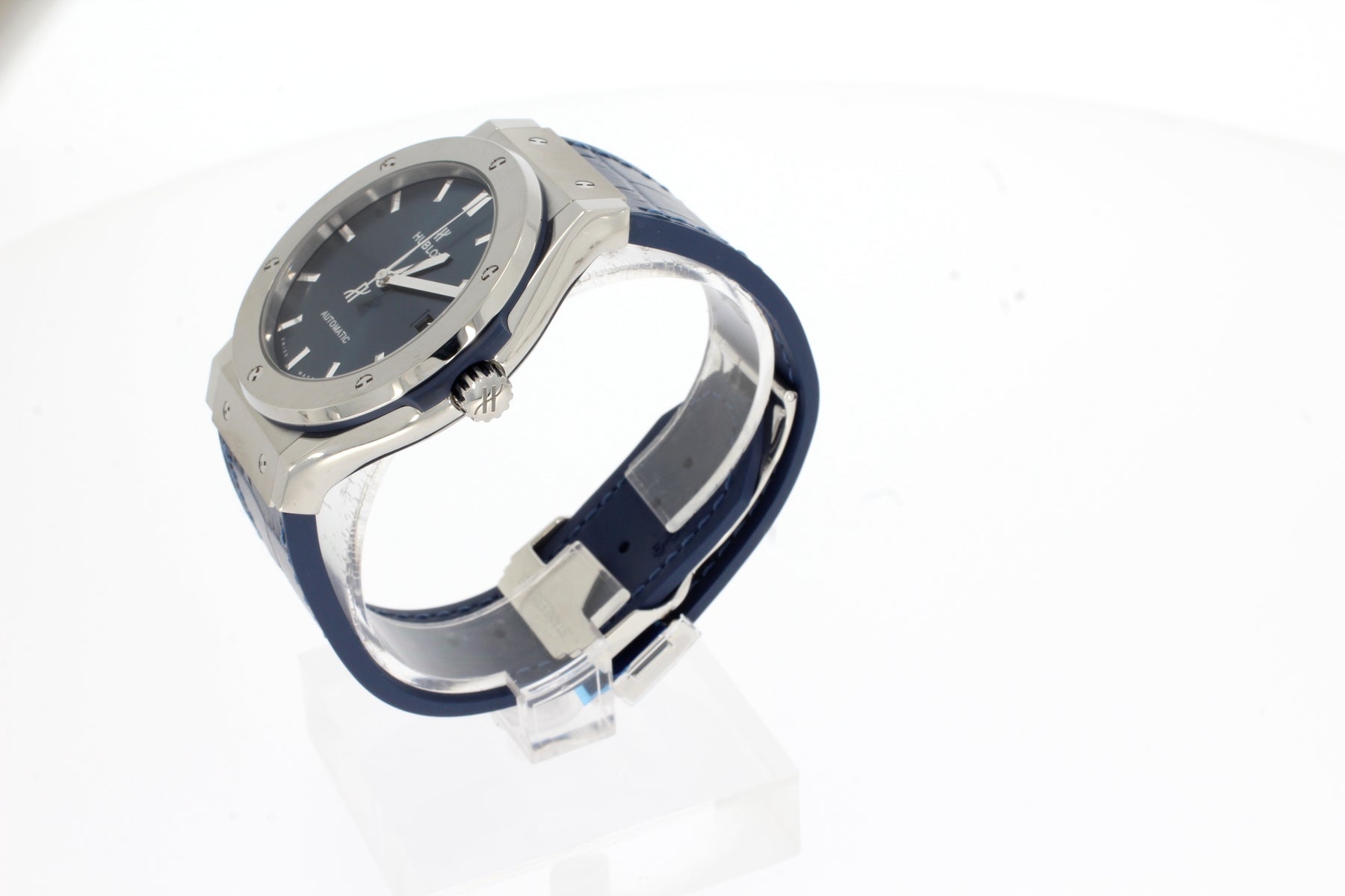 Hublot Classic Fusion 45mm Automatic Titanium Blue 511.NX.7170.LR Titan Herren Uhr