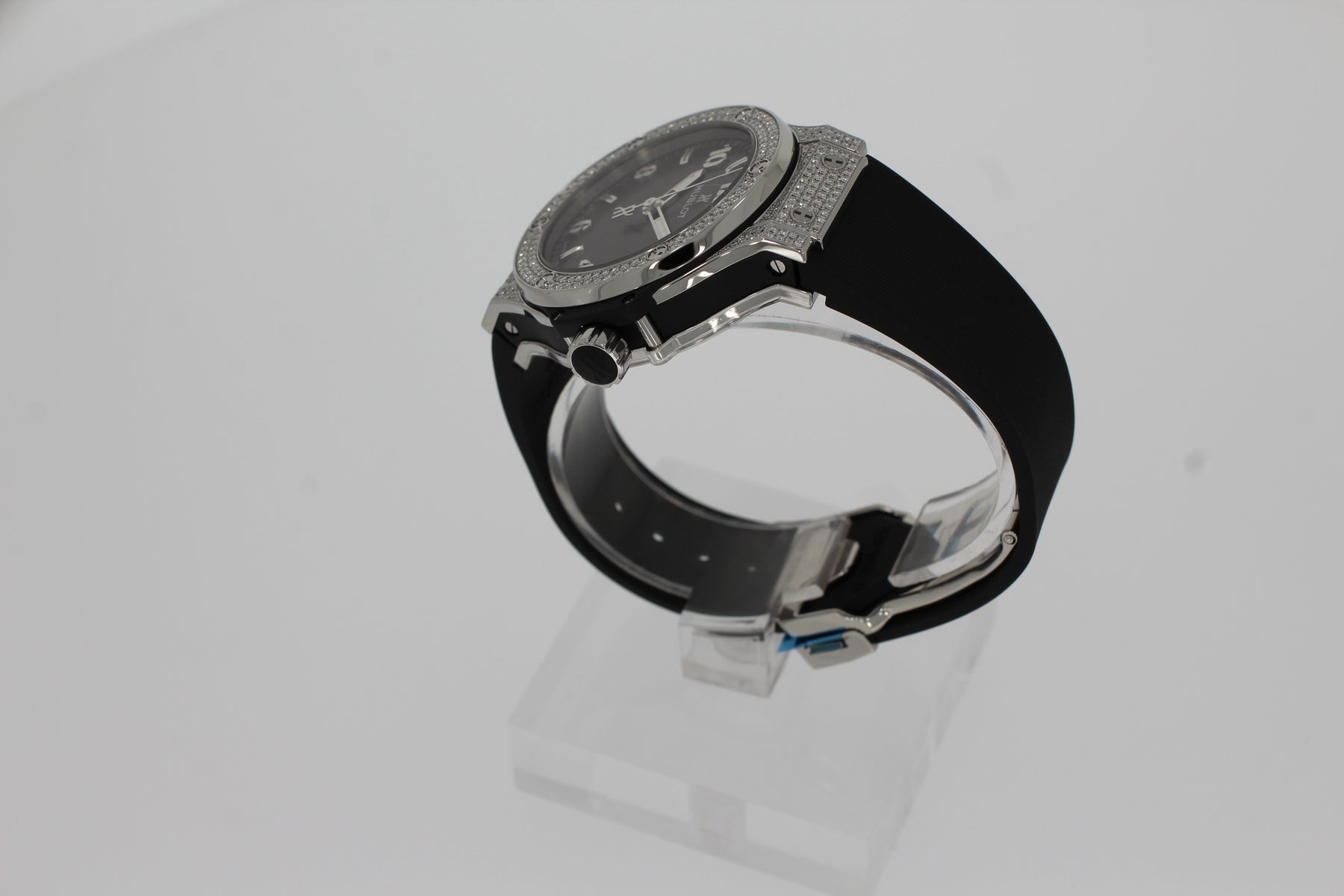 Montre femme Hublot BIG BANG STEEL PAVÉ 38mm Quartz Acier Pavé 361.SX.1270.RX.1704 acier inoxydable caoutchouc noir