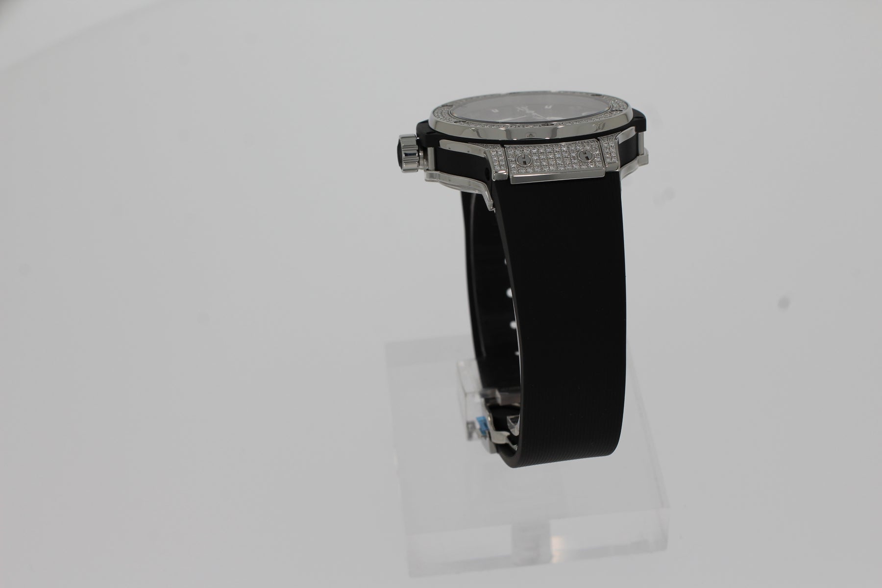 Montre femme Hublot BIG BANG STEEL PAVÉ 38mm Quartz Acier Pavé 361.SX.1270.RX.1704 acier inoxydable caoutchouc noir