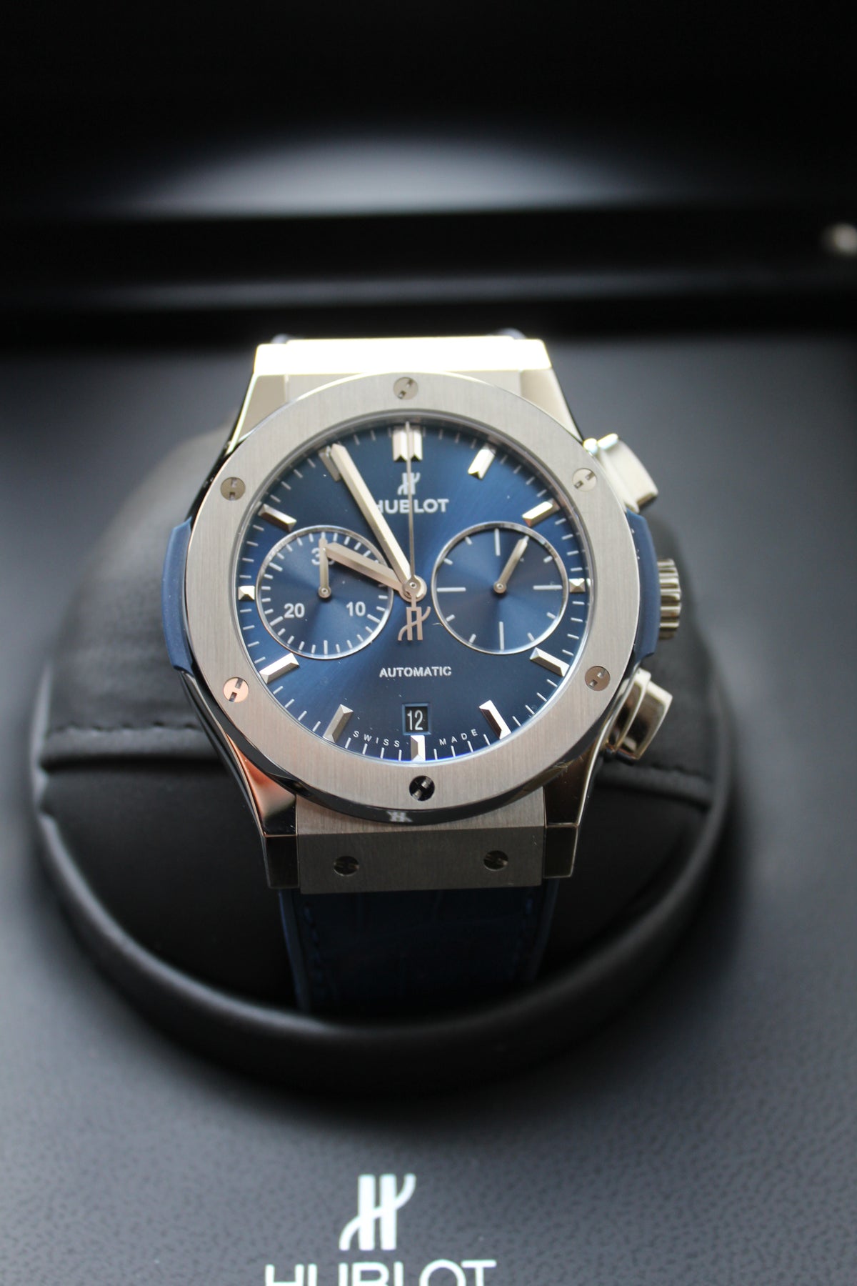 Hublot Classic Fusion 45mm Chronograph Blue 521.NX.7170.LR Automatic Titanium Men's Watch 