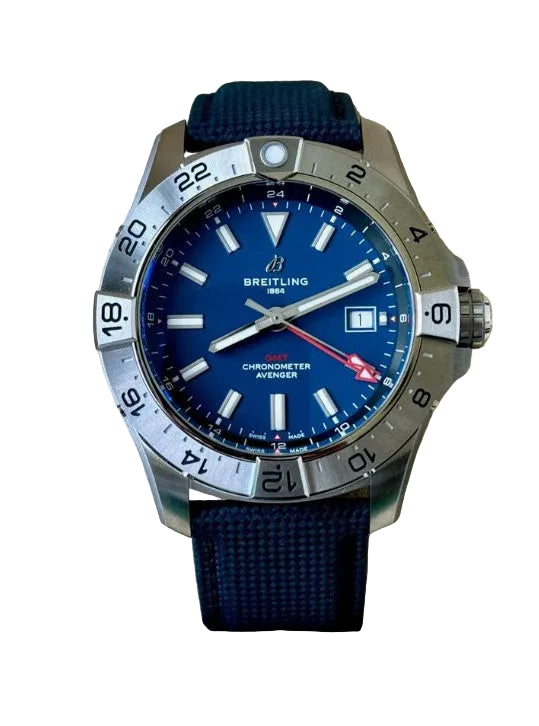 Breitling A32320101C1X1 Avenger Automatic GMT 44 Edelstahl, blau Kalbsleder