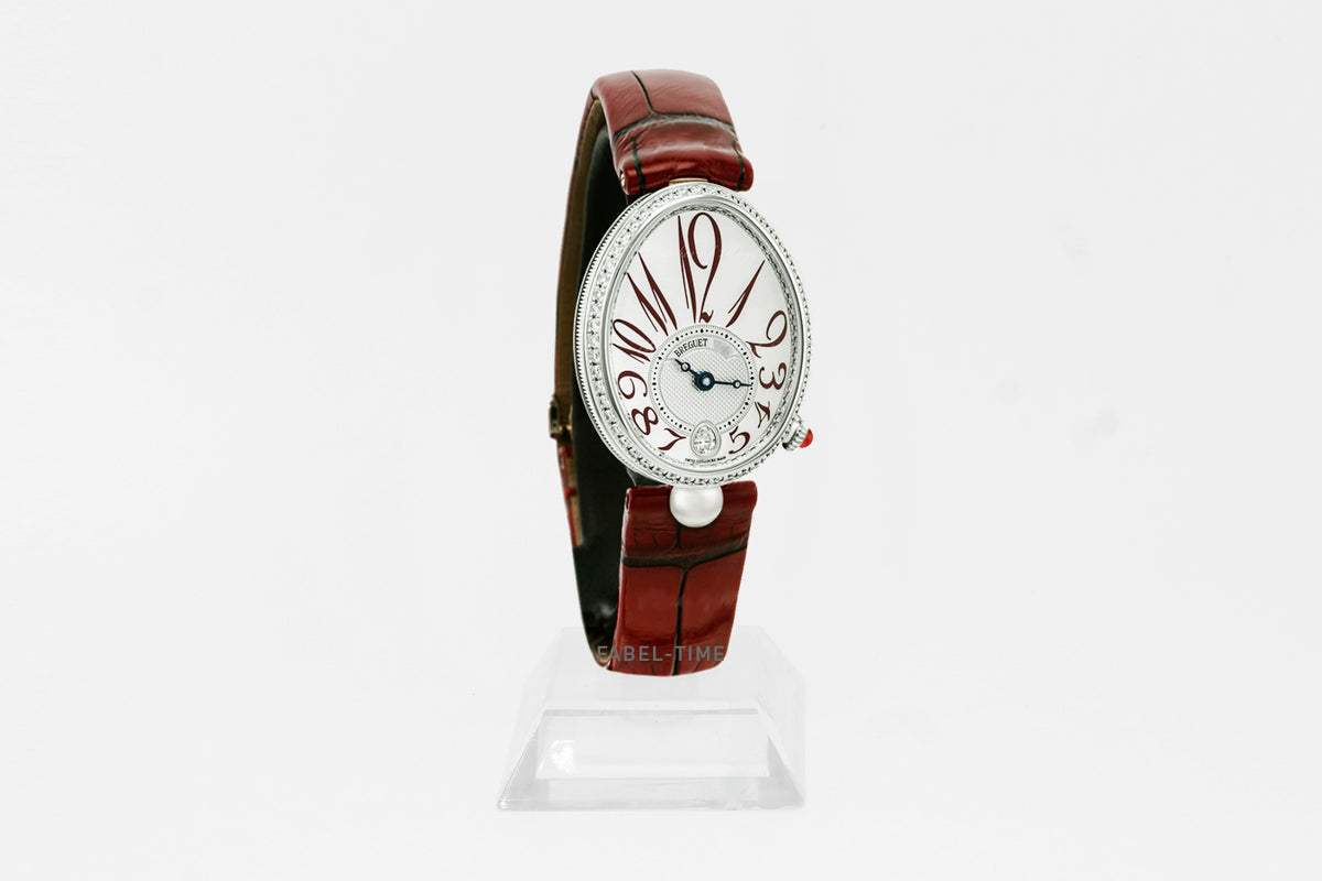 Breguet Reine de Naples 8918BB/5P/964/D00D3L Automatik Damen Uhr, perlmutt Diamant 18K Weißgold 36.5 mm, Alligator Armband Bordeaux, #