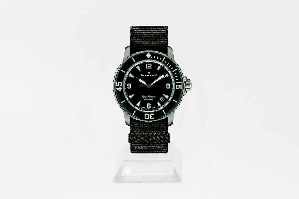 Blancpain Fifty Fathoms Automatic 5015-12B30-NABA schwarz 45 mm Titan, NATO Armband mit Dornschließe