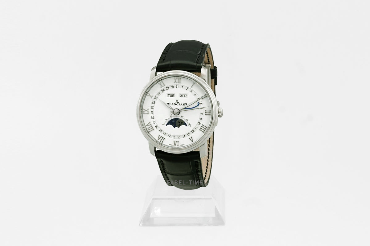 Blancpain Villeret Quantième Complet 38mm 6264-1127-55B weiß Automatik 38 mm Stahl, Armband Alligatorleder