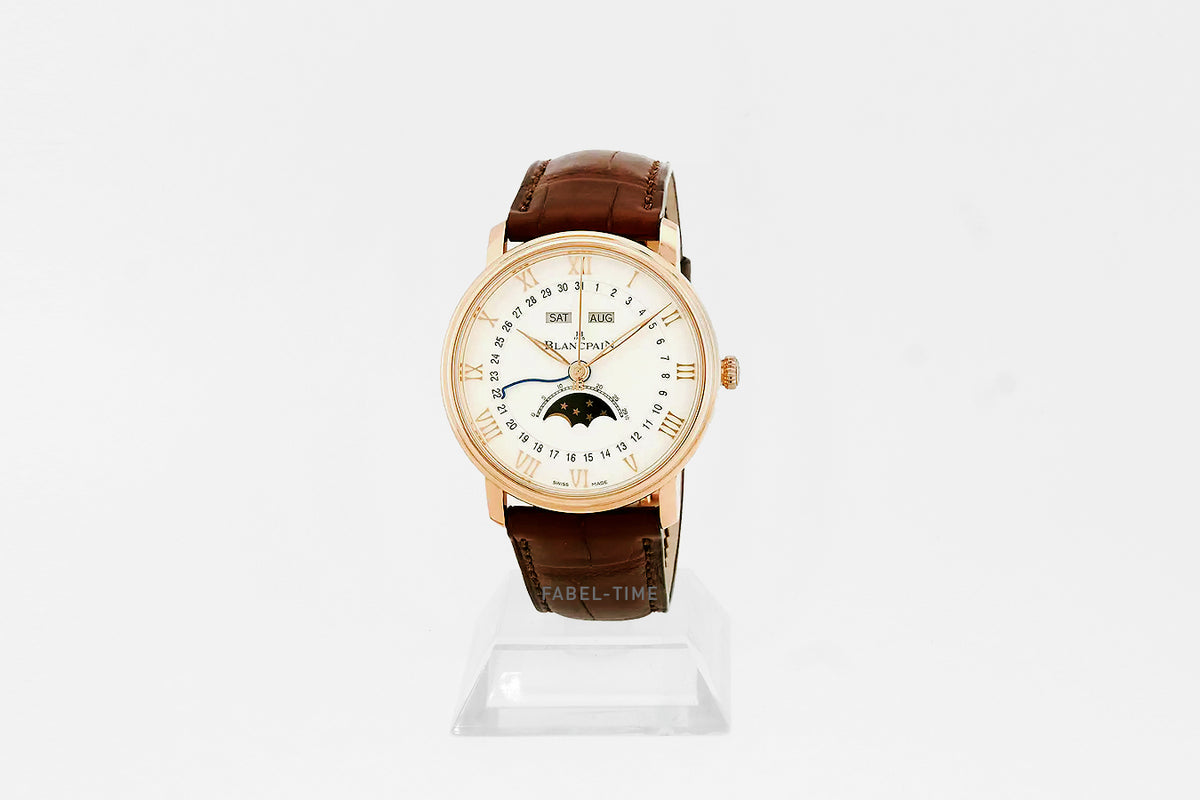 Blancpain Villeret Quantième Complet 6654-3642-55b Opalin, 40 mm Rotgold Automatik, Alligatorleder Armband