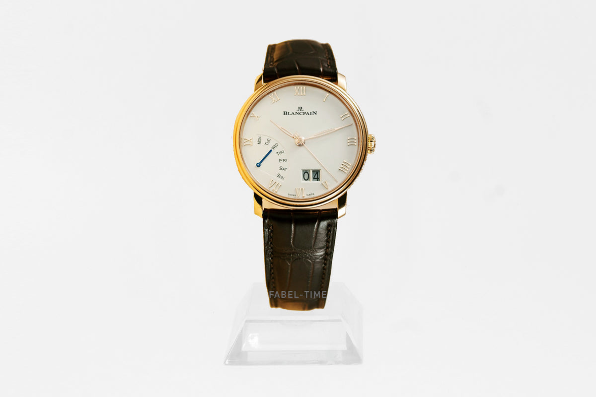 Blancpain Villeret Grande Date Jour Retrograde 6668-3642-55A Automatik 40.50 mm Rotgold, Opalin, Alligatorleder Armband