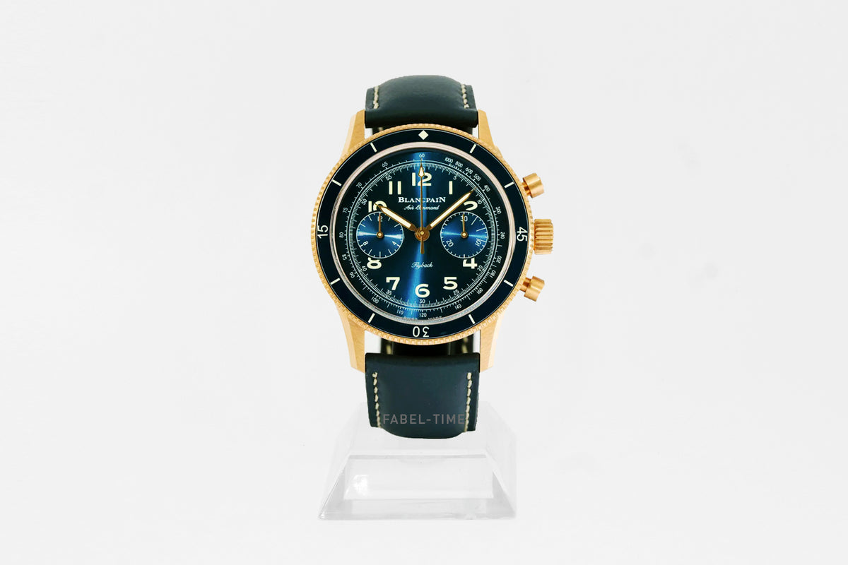 Blancpain Air Command 42.5 mm Rotgold Automatik Blau mit Kalbsleder-Armband  AC02-36B40-63B