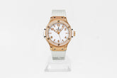 Montre femme Hublot BIG BANG GOLD WHITE DIAMONDS 38mm 361.PE.2010.RW.1104 or caoutchouc blanc