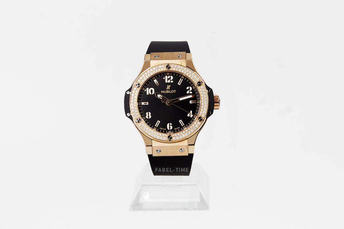 Hublot BIG BANG GOLD DIAMONDS 38mm 361.PX.1280.RX.1104 ladies watch gold black rubber