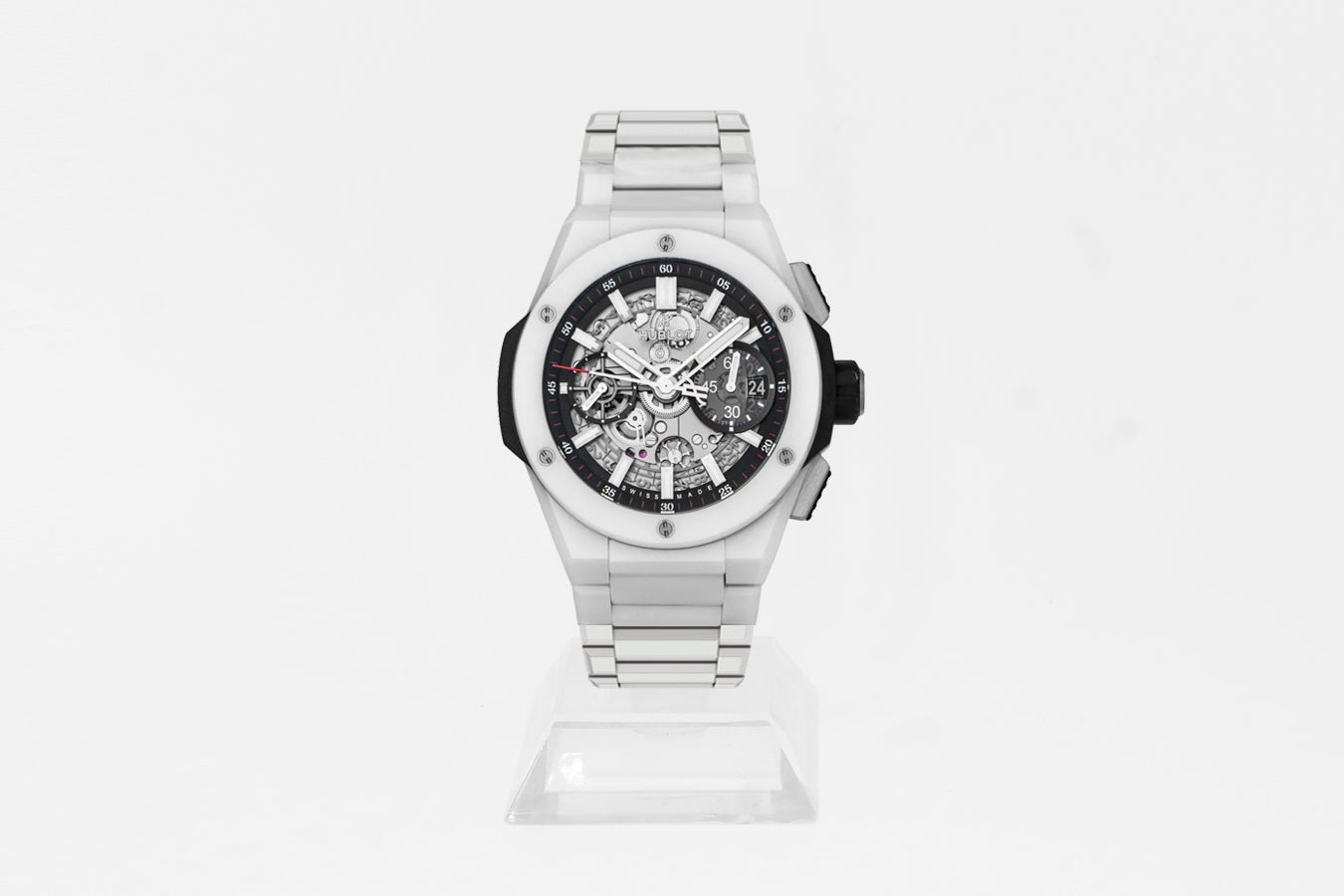 Montre pour homme automatique en céramique blanche Hublot BIG BANG INTEGRATED WHITE CERAMIC 42 mm 451.HX.1123.HX