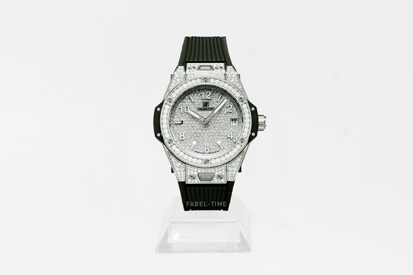 Hublot BIG BANG ONE CLICK STEEL FULL PAVÉ 39mm 465.SX.9010.RX.1604 montre femme acier inoxydable caoutchouc noir