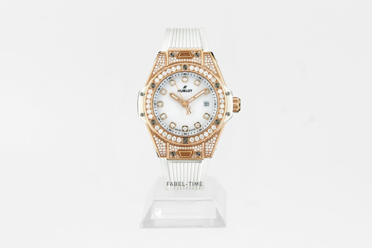 HUBLOT BIG BANG ONE CLICK KING GOLD WHITE PAVÉ 33mm 485.OE.2210.RW.1604 Ladies Watch