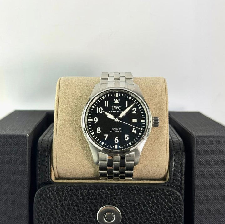 IWC Pilot's Watch Mark XX Automatic 40 mm steel black IW328202 with steel bracelet with EasX-CHANGE® replacement system
