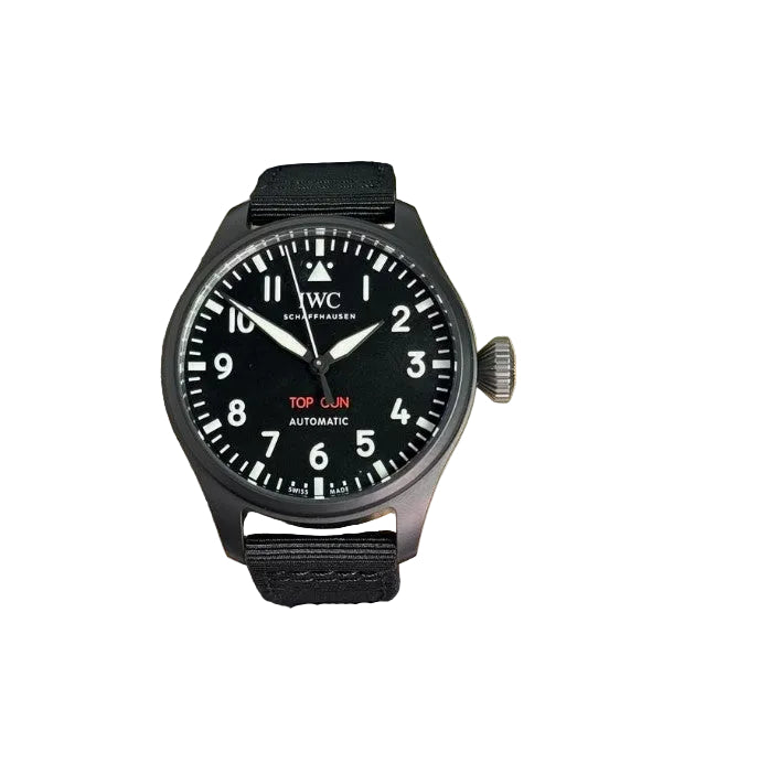 IWC Big Pilot "top Gun" 43 Automatic Ceramic 43.8 mm IW329801 black with black fabric strap with EasX-CHANGE® replacement system
