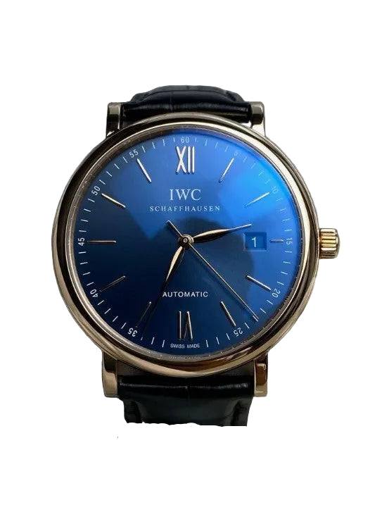 IWC Portofino Automatic IW356522 blue, 40 mm  18 ct red gold, with black alligator leather strap