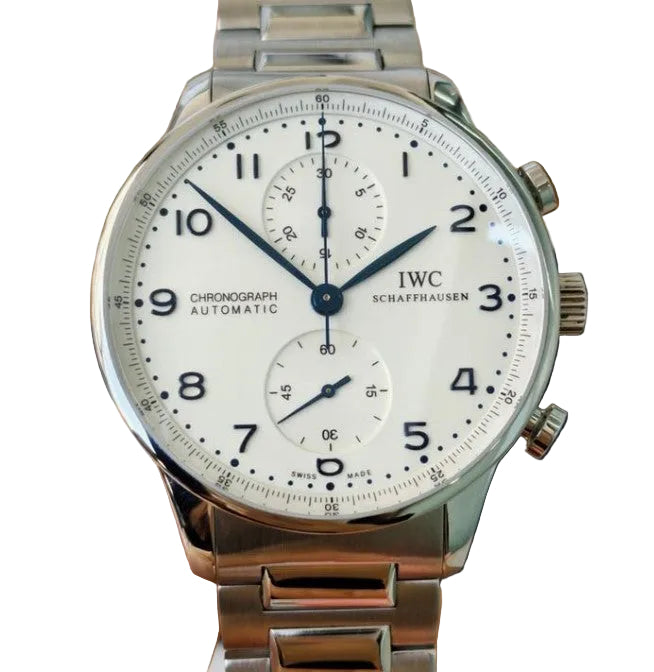 IWC Chronograph  Portugieser Automatic 41 steel IW371617 silver with steel bracelet