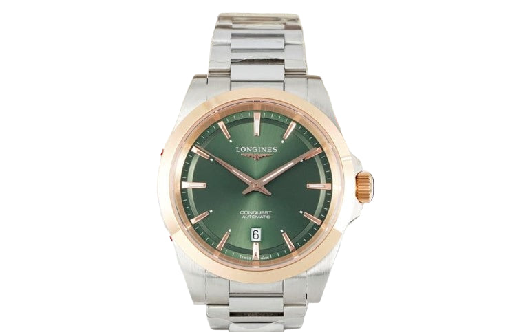 Longines CONQUEST Automatik Uhr, Ø 30.00 mm, Edelstahl mit 18 Karat Roségold Cap 200 L33205026