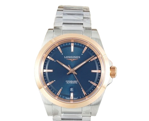 Longines CONQUEST L3.320.5.92.6 Automatik Uhr, Ø 30.00 mm, Edelstahl mit 18 Karat Roségold Cap 200