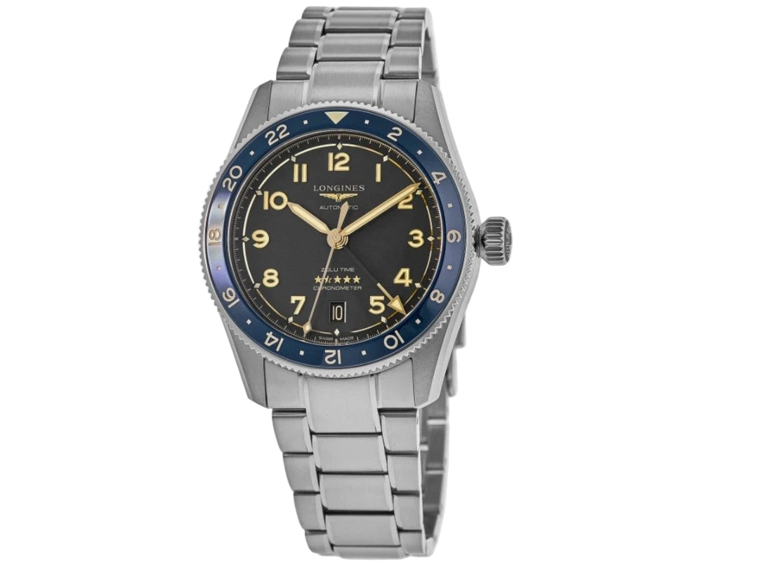 LONGINES SPIRIT ZULU TIME, L38024606, Automatik Uhr, Ø 39.00 mm, Edelstahl und Keramik Lünette