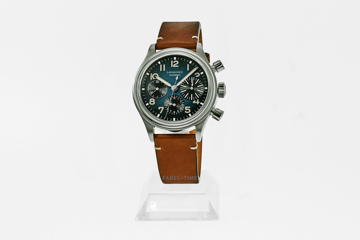 LONGINES AVIGATION BIGEYE L28161932 Automatik 41 mm Titan, Petrol, Lederarmband braun L2.816.1.93.2