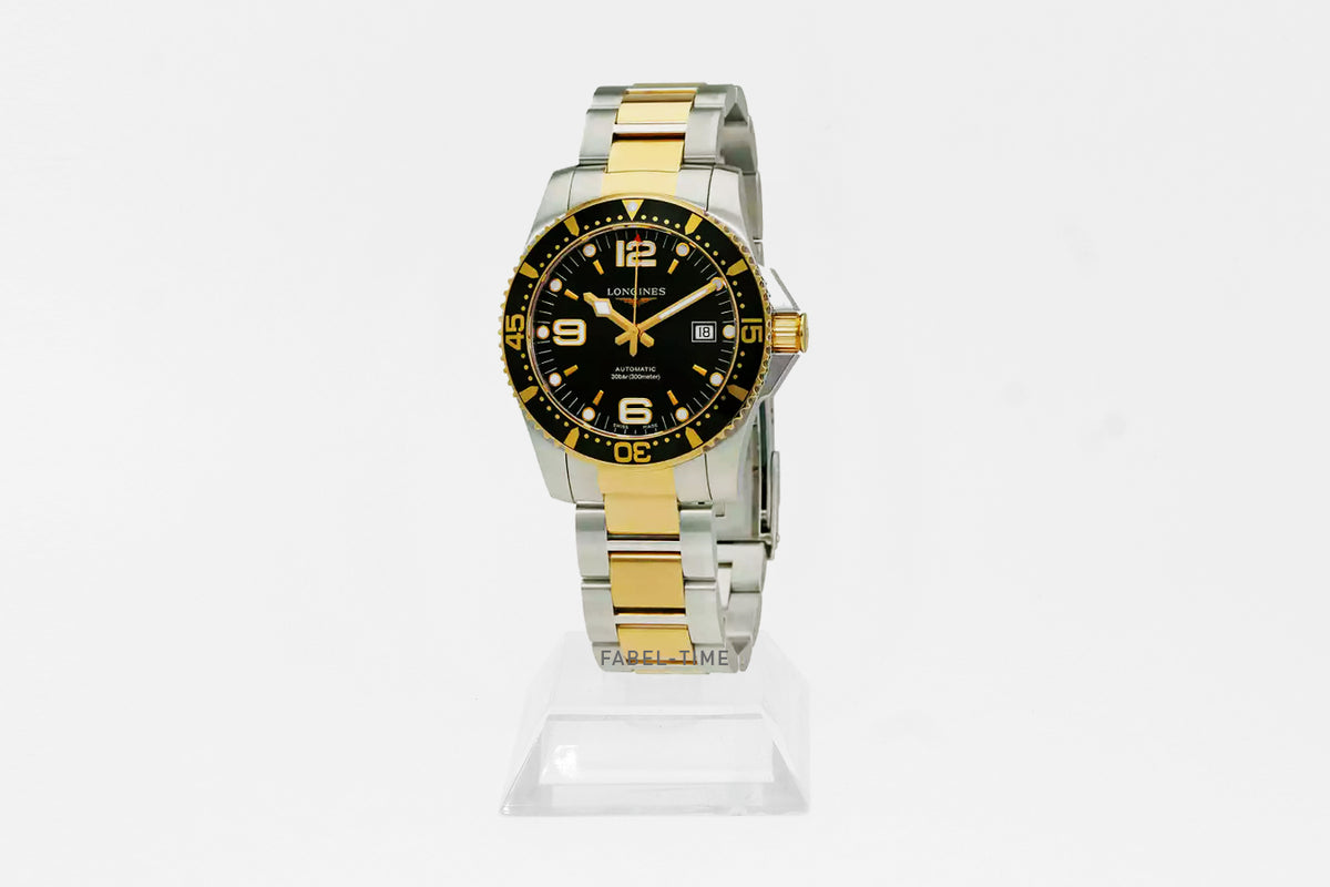 LONGINES HYDROCONQUEST L37423567 Automatik 41mm Edelstahl und gelbe PVD-Beschichtung, Schwarz L3.742.3.56.7