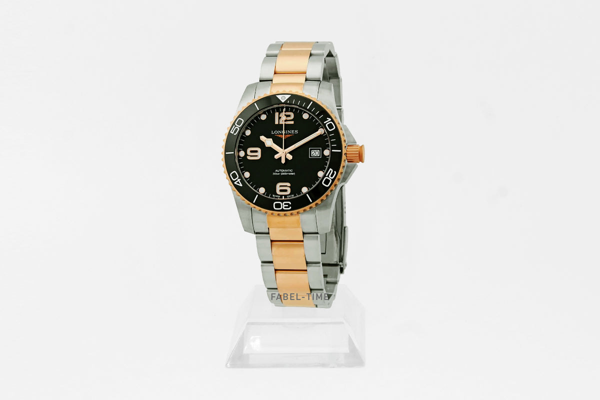 LONGINES HYDROCONQUEST L37813587 Automatik Edelstahl und Keramik Lünette 41 mm, Schwarz mit "Sonnenstrahl" Dekor L3.781.3.58.7