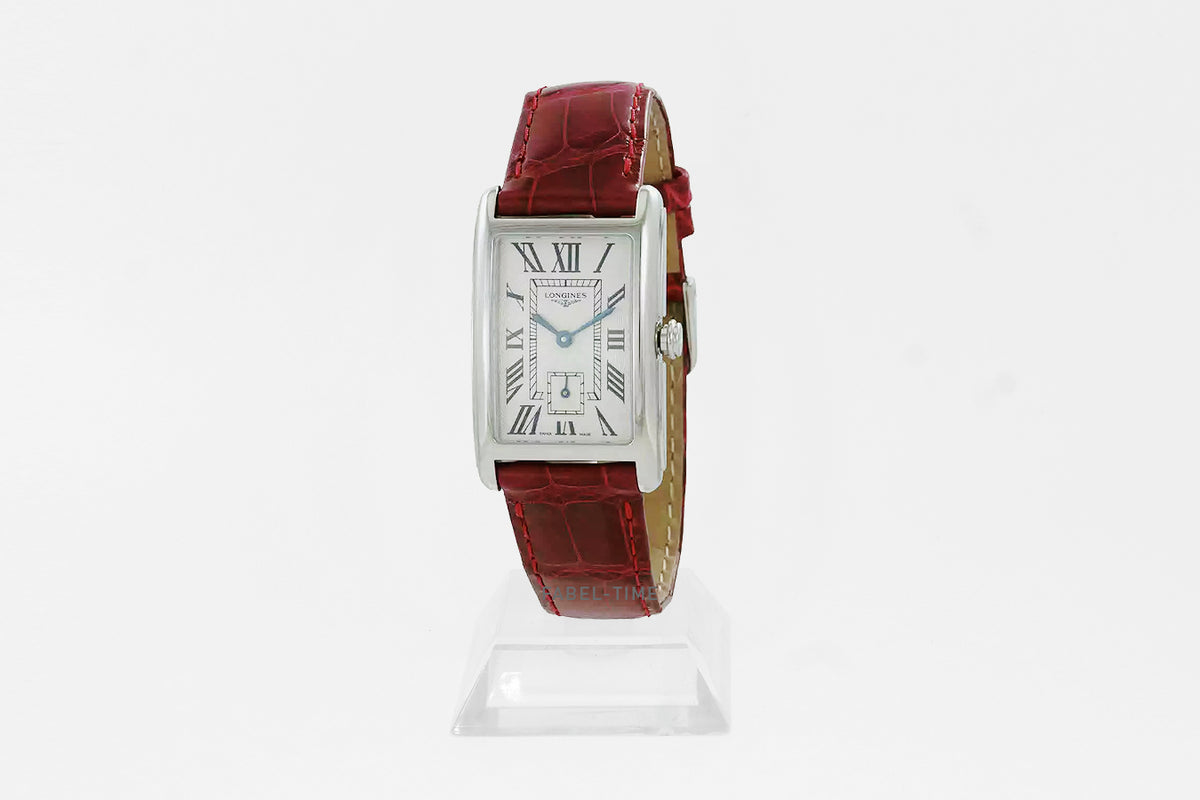 Longines DOLCEVITA L55124715 Quarz Edelstahl 23.30 X 37.00 mm, Silber, Alligatorlederarmband rot