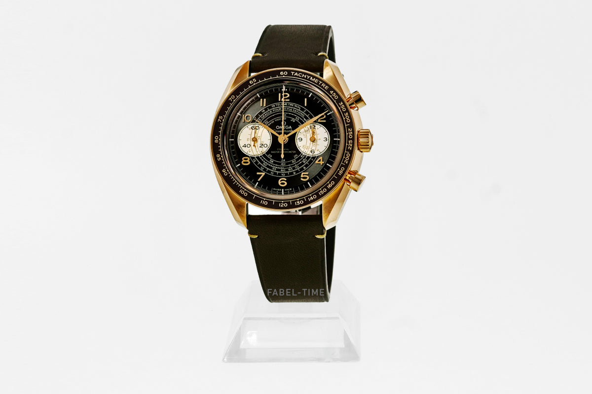 Omega Speedmaster Chronoscope 43 mm, Bronze Gold mit Lederarmband 32992435110001