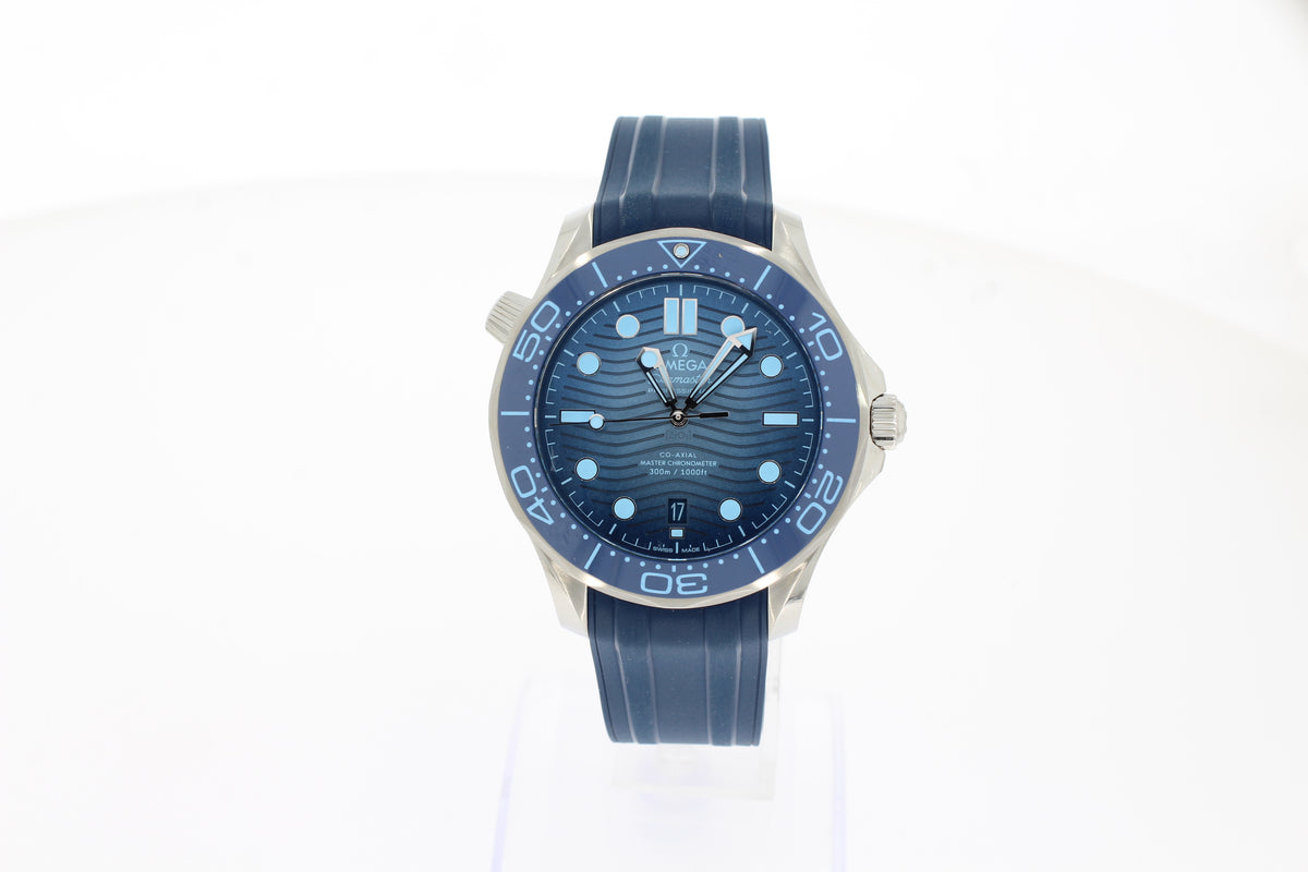 Omega Seamaster Diver 300M 42 mm, Stahl mit Kautschukband "Summer Blue" 21032422003002