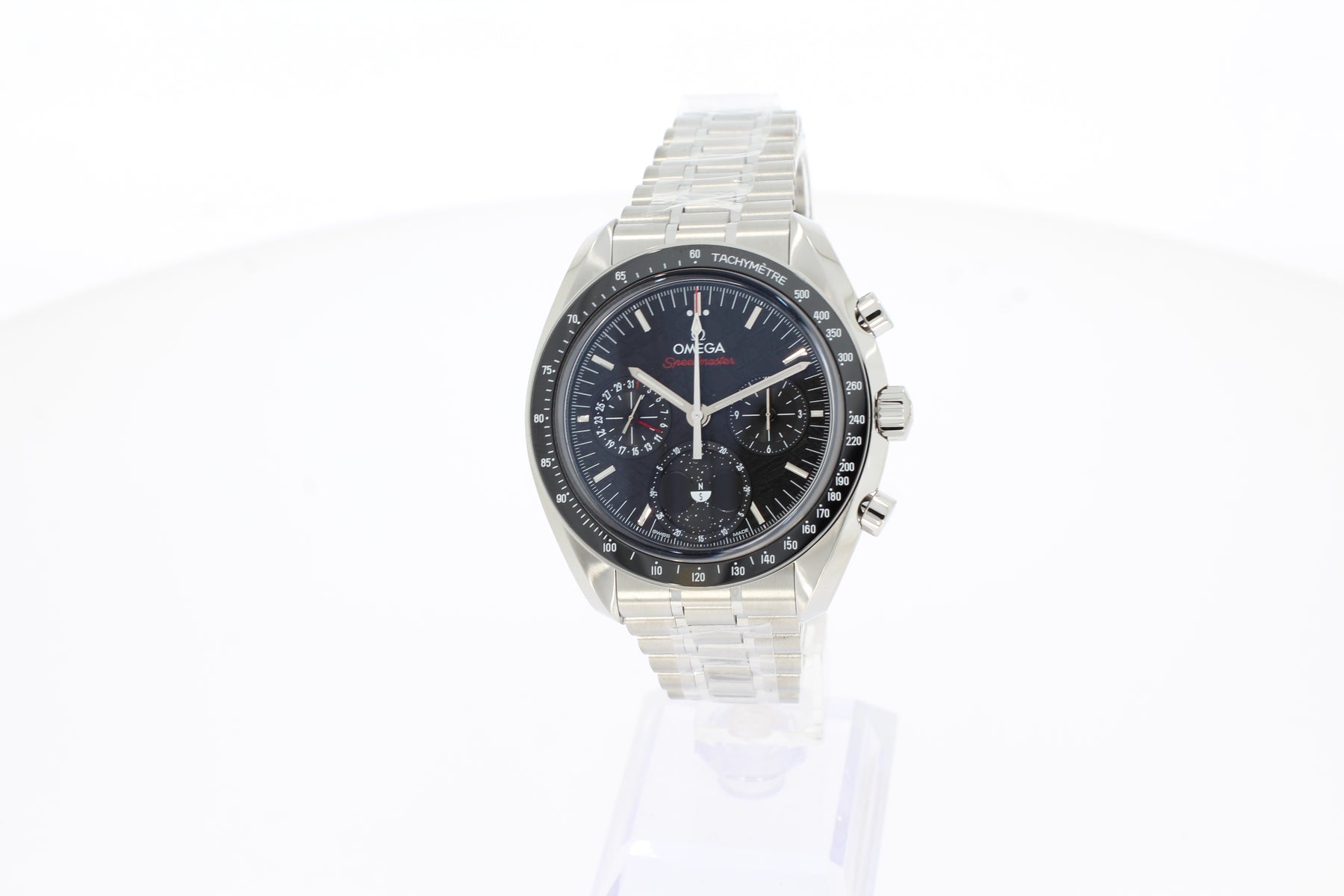 Omega Speedmaster Mondphase 43 mm, Stahl mit Stahlarmband "Meteorite" 30430435201001