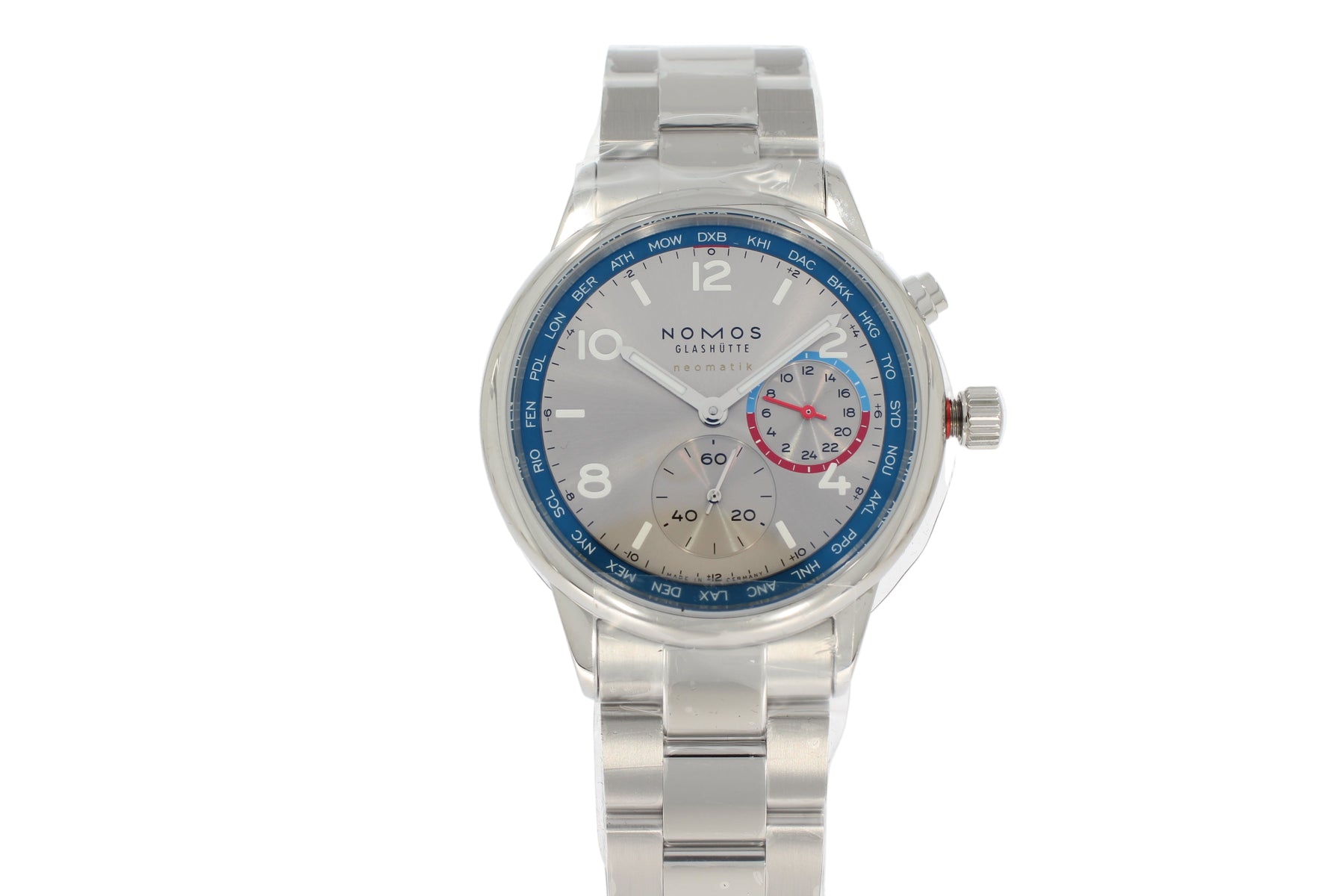 Nomos Club Sport neomatik Weltzeit silber 791