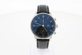 IWC Portugieser Chronograph IW371609 41mm Edelstahl Gehäuse Automatik schwarzes Alligatorleder