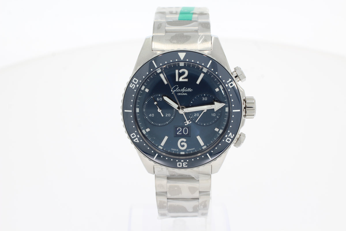 Glashütte SeaQ Chronograph 13723028170 43,20 mm Automatikwerk Kaliber 37-23, Datumsanzeige, Drehlünette