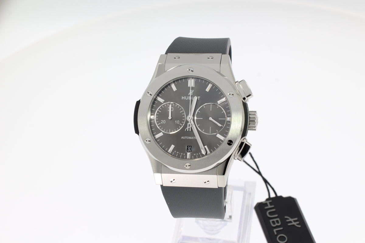 Hublot Classic Fusion Racing Grey Titanium 45mm 521.NX.7071.RX Titanium Automatic Men's Watch Grey Rubber Strap