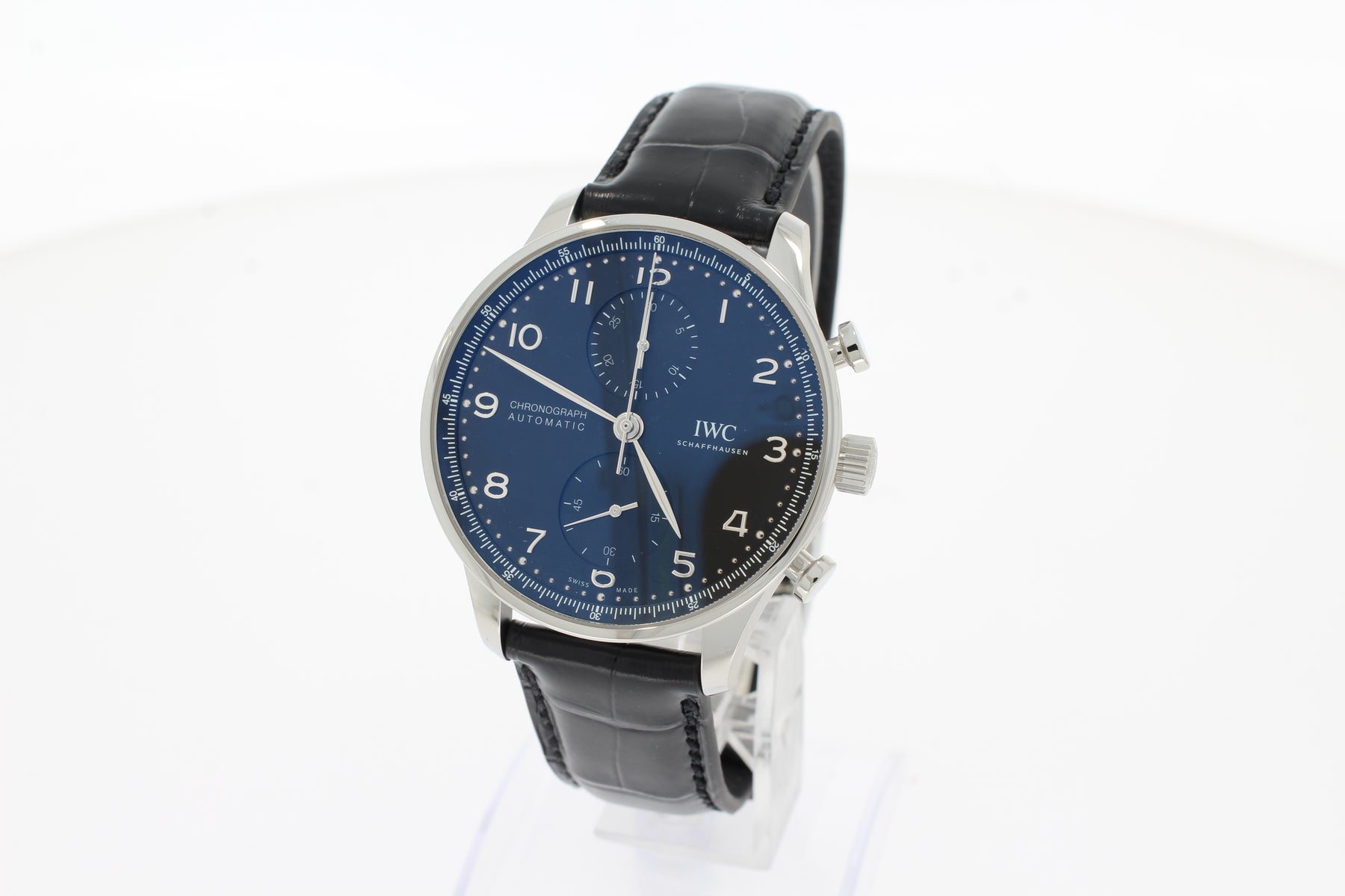 IWC Portugieser Chronograph IW371609 41mm Edelstahl Gehäuse Automatik schwarzes Alligatorleder