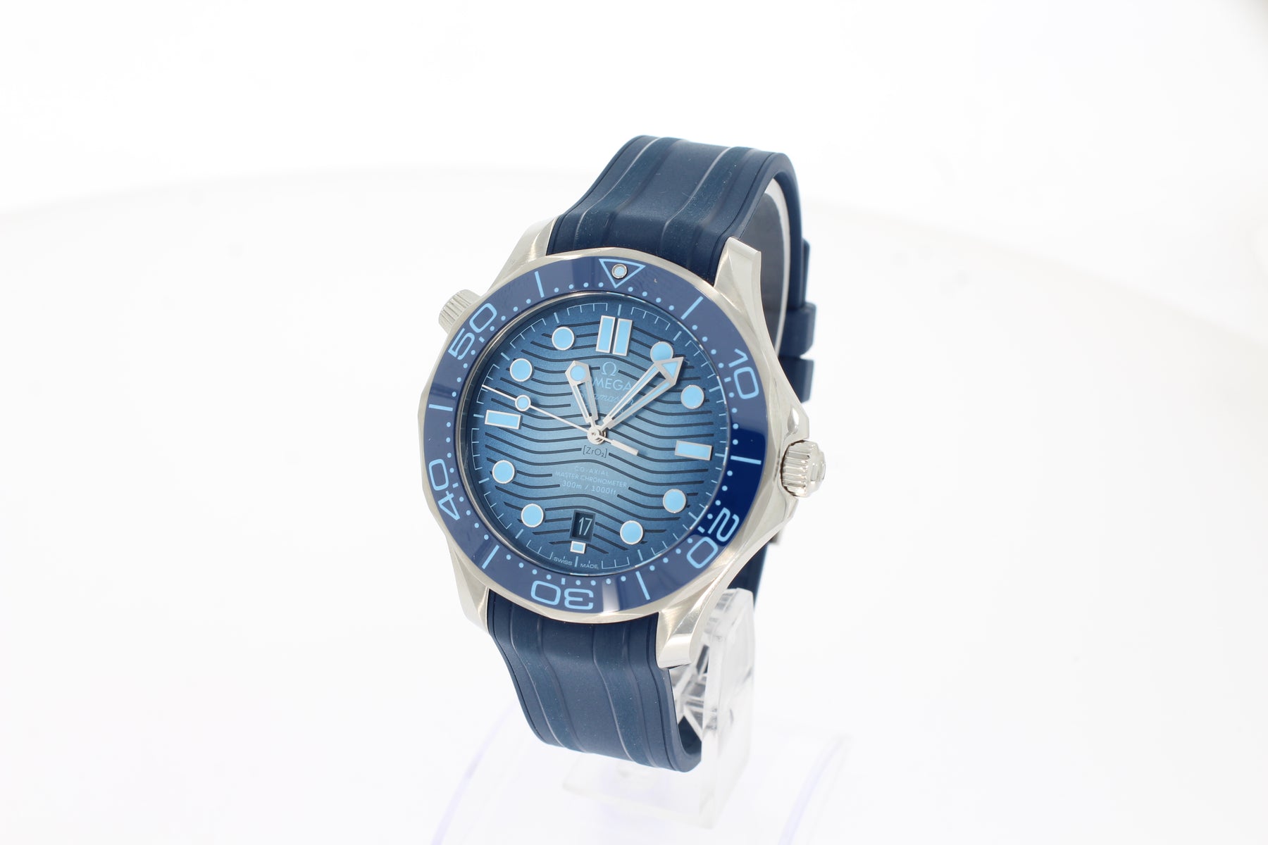 Omega Seamaster Diver 300M 42 mm, Stahl mit Kautschukband "Summer Blue" 21032422003002