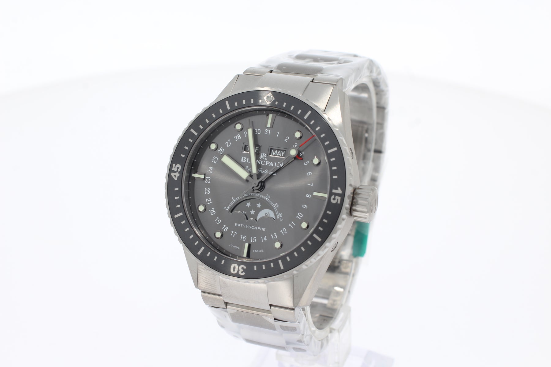 Blancpain Fifty Fathoms Bathyscaphe Quantième Complet Phases 5054 1210 98S grau 43,00 mm Titan Titan Werk Automatik Herrenuhr