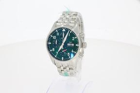 IWC Watch Chronograph Pilot Automatic 43 mm steel IW378006 green with folding buckle with EasX-CHANGE® system in steel