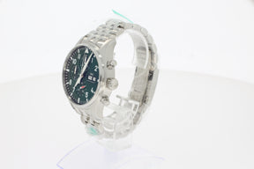 IWC Watch Chronograph Pilot Automatic 43 mm steel IW378006 green with folding buckle with EasX-CHANGE® system in steel