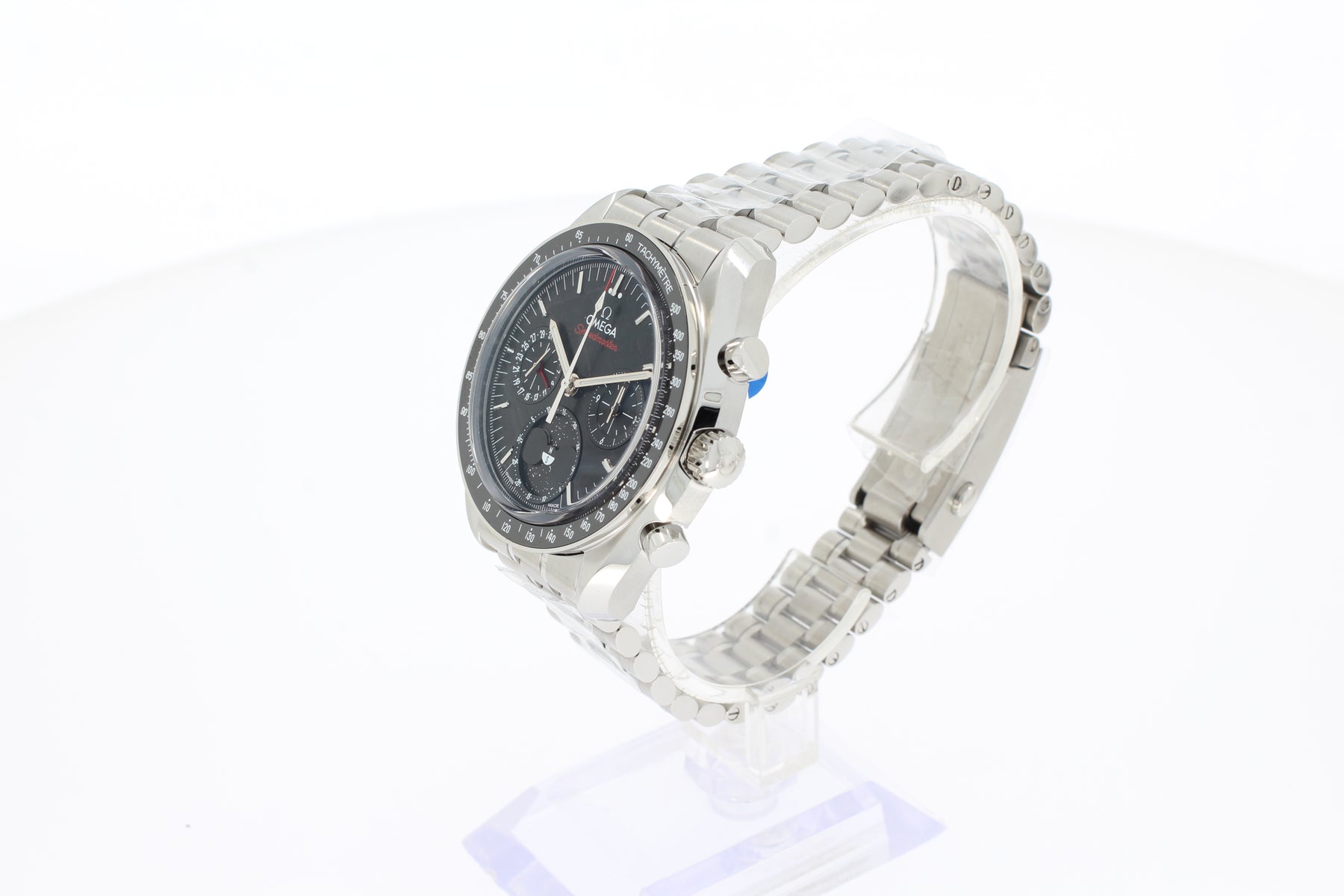 Omega Speedmaster Mondphase 43 mm, Stahl mit Stahlarmband "Meteorite" 30430435201001