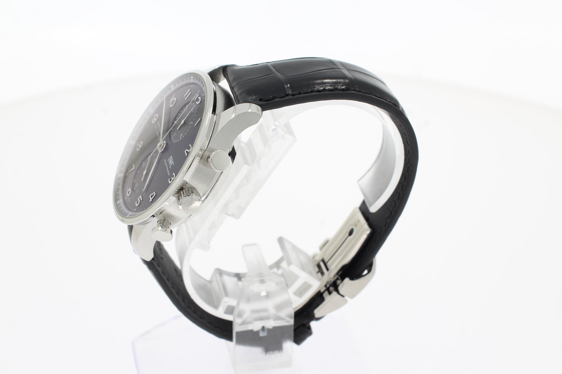 IWC Portugieser Chronograph IW371609 41mm Edelstahl Gehäuse Automatik schwarzes Alligatorleder