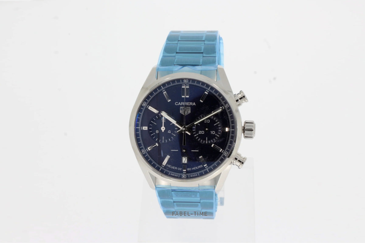 TAG Heuer Carrera Caliber HEUER 02 automatic chronograph CBN2011.BA0642 blue 42mm steel, with steel bracelet