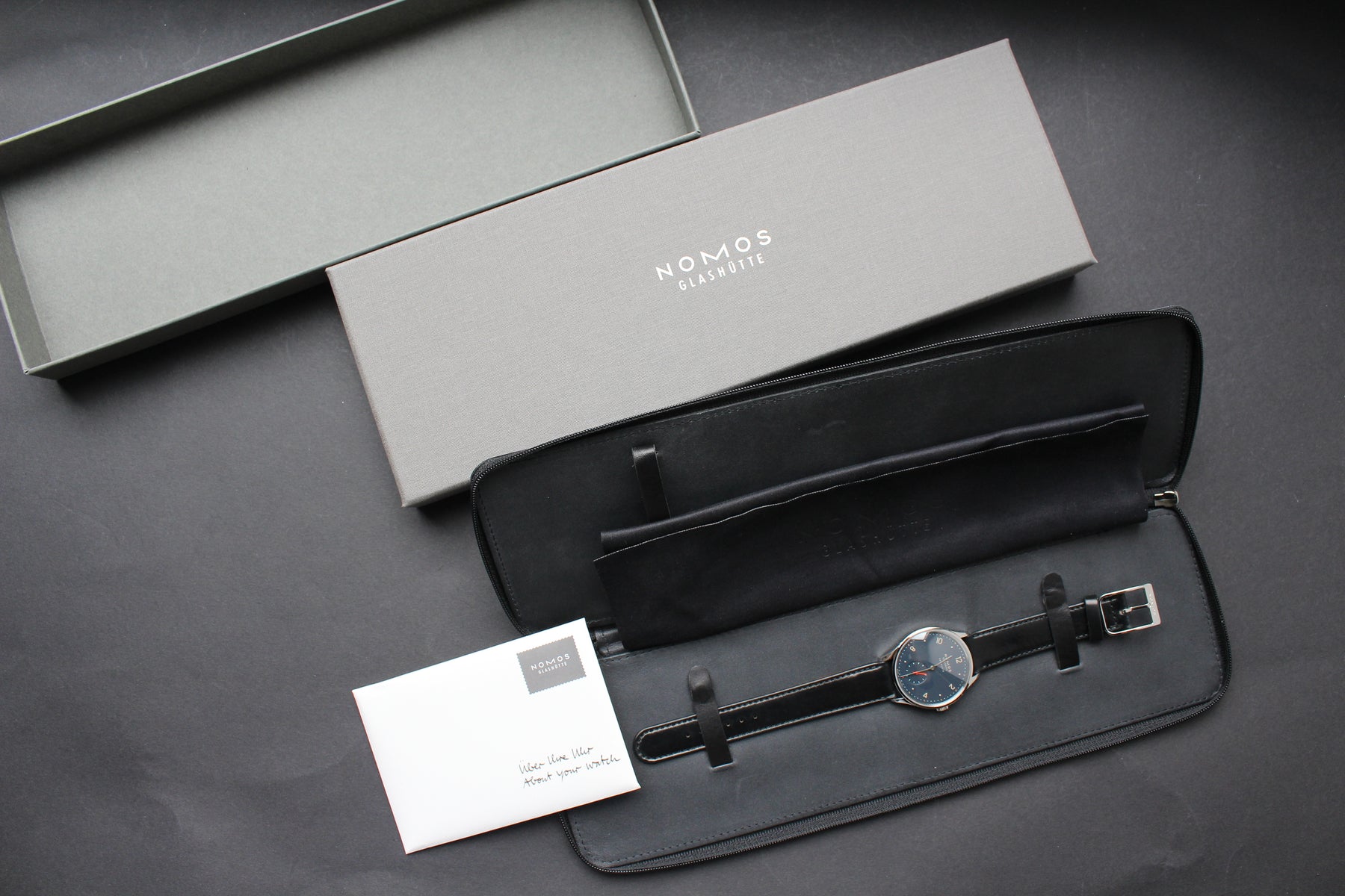 Nomos Minimatik 1205 nachtblau mit Saphirglasboden